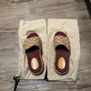Gucci Angelina GG Platform Slide (Worn Once)